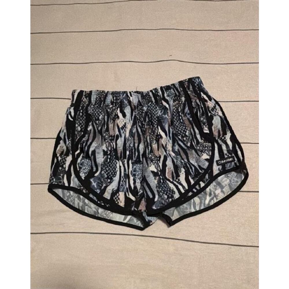 Calvin Klein Athletic Shorts Women S Animal Print Black White Blue Gym Running